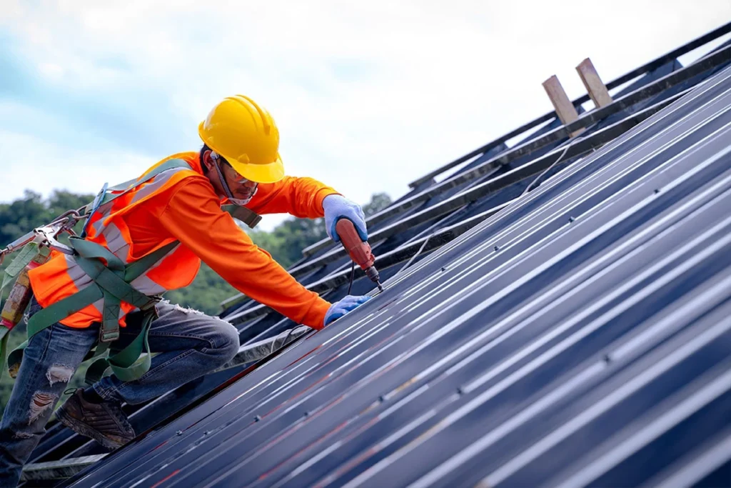 Install of Metal Roof Roofing for Troops