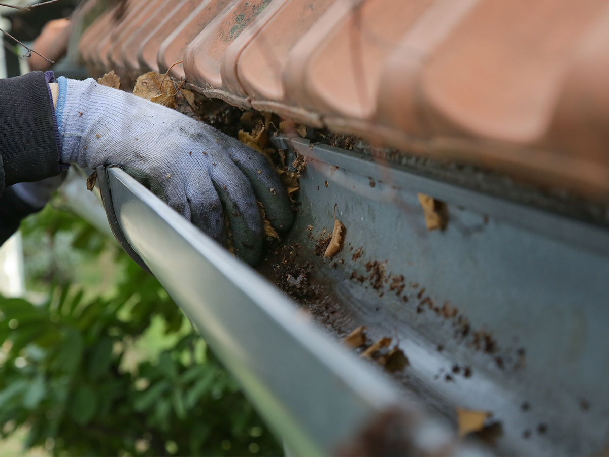 Gutter cleaning with roofing for troops