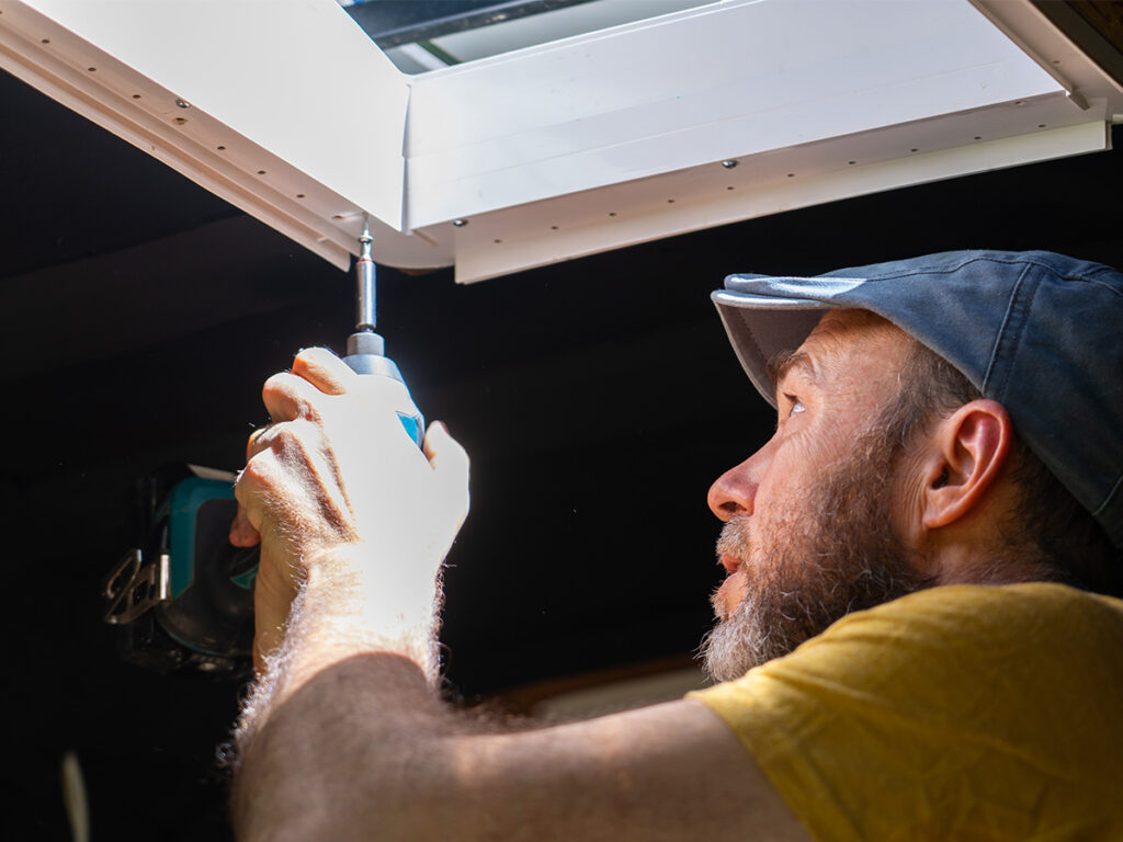Skylight Repair with Roofing for Troops